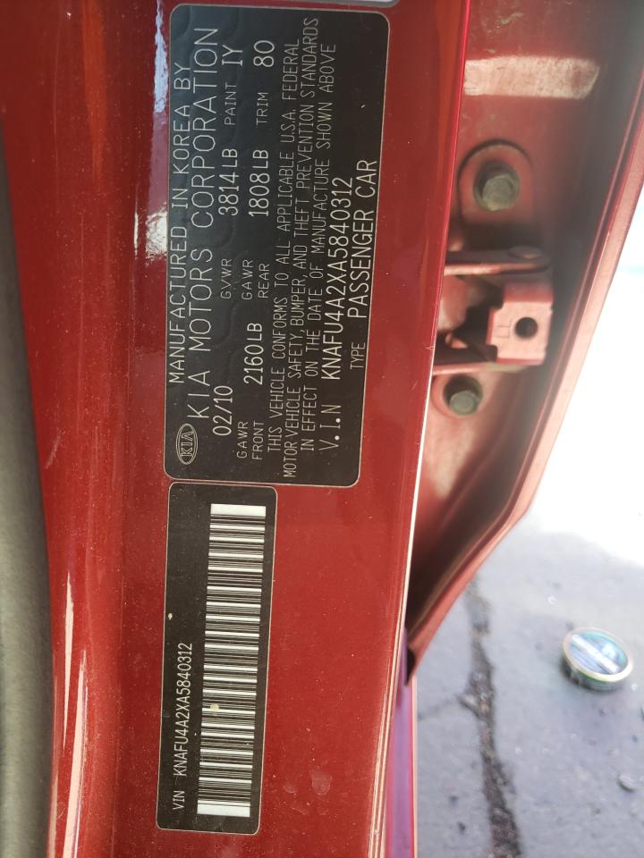 Photo 10 from auction – 2010 KIA FORTE EX with VIN KNAFU4A2XA5840312