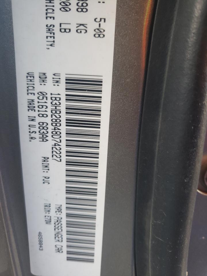 Photo 10 from auction – 2008 DODGE CALIBER with VIN 1B3HB28B48D742227