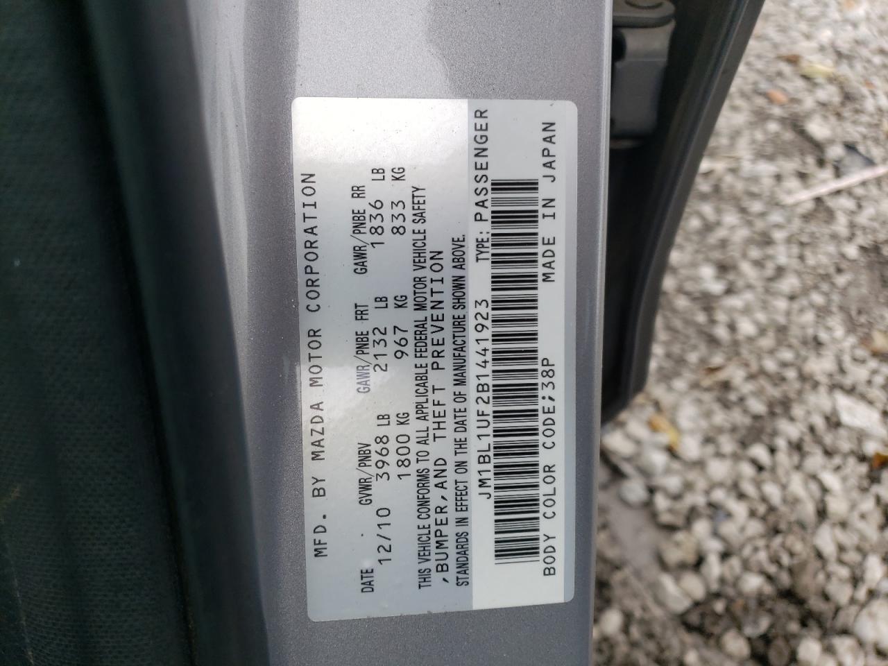 Photo 10 from auction – 2011 MAZDA 3 I with VIN JM1BL1UF2B1441923