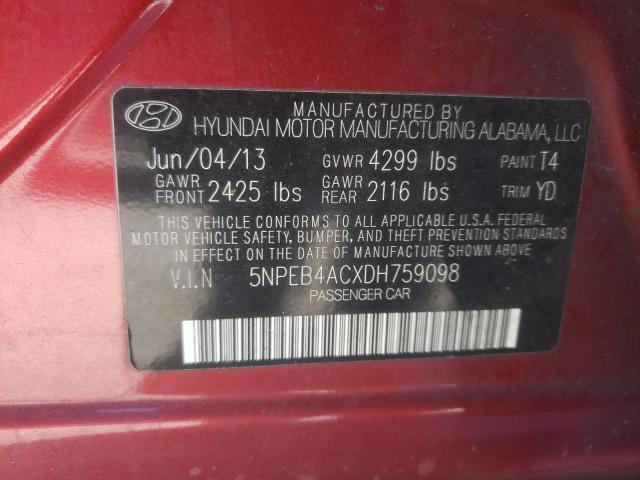 Photo 10 from auction – 2013 HYUNDAI SONATA GLS with VIN 5NPEB4ACXDH759098