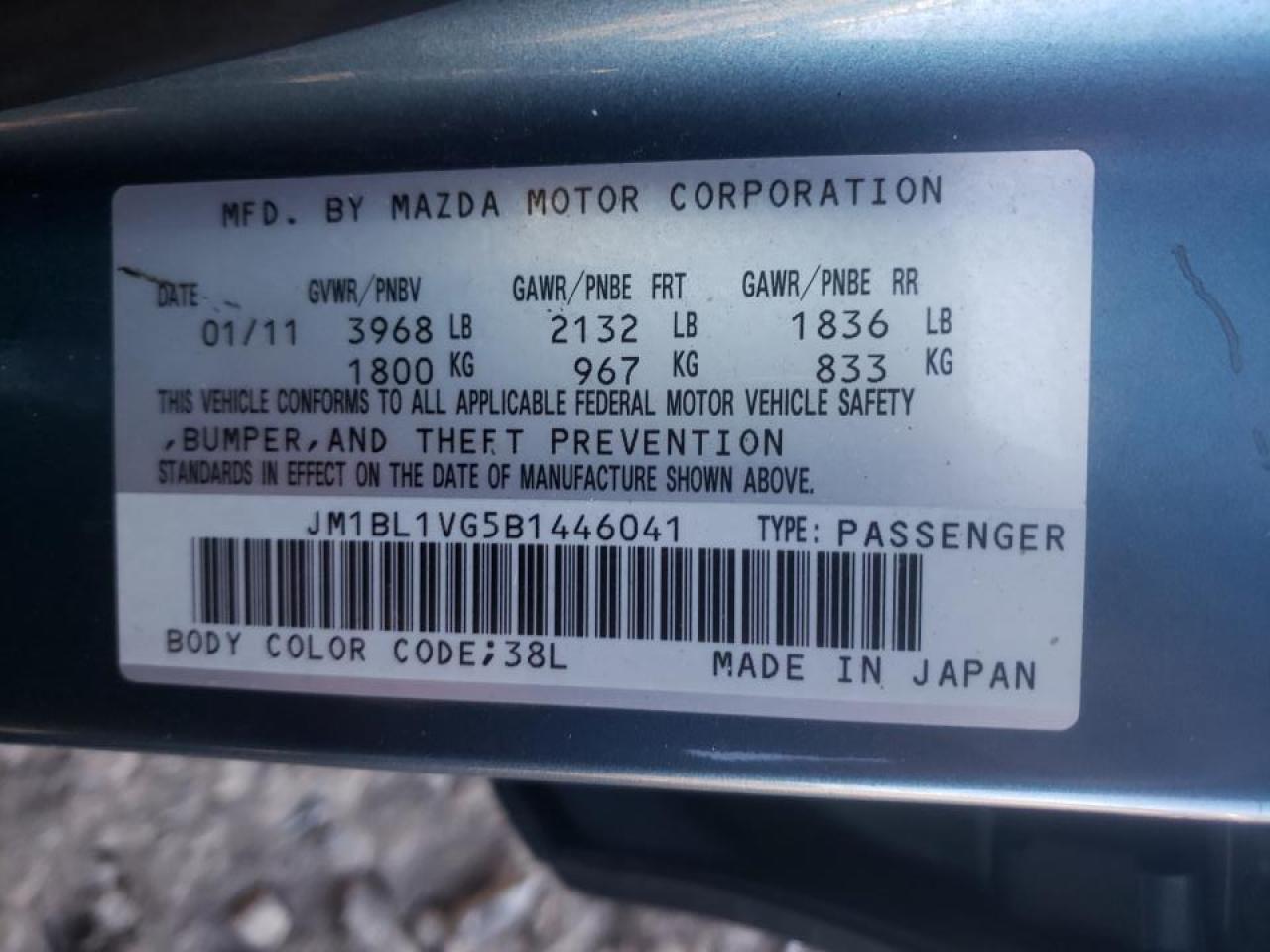 Foto 10 de la subasta – 2011 MAZDA 3 I con VIN JM1BL1VG5B1446041