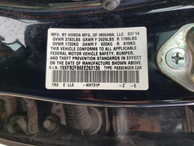 Photo 10 from auction – 2014 HONDA CIVIC EX with VIN 19XFB2F86EE263136
