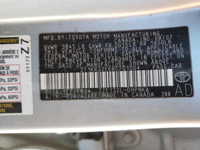 Photo 10 from auction – 2008 TOYOTA COROLLA MA with VIN 2T1KR32E68C701054