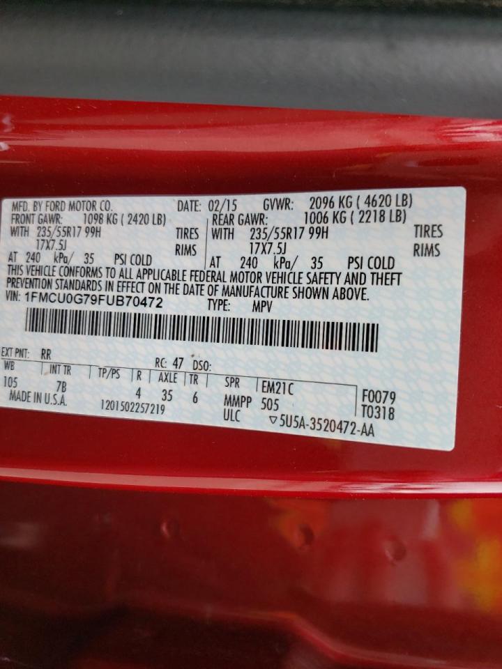 Photo 10 from auction – 2015 FORD ESCAPE SE with VIN 1FMCU0G79FUB70472