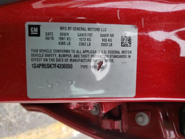 Photo 10 from auction – 2015 BUICK VERANO CON with VIN 1G4PR5SK7F4206090