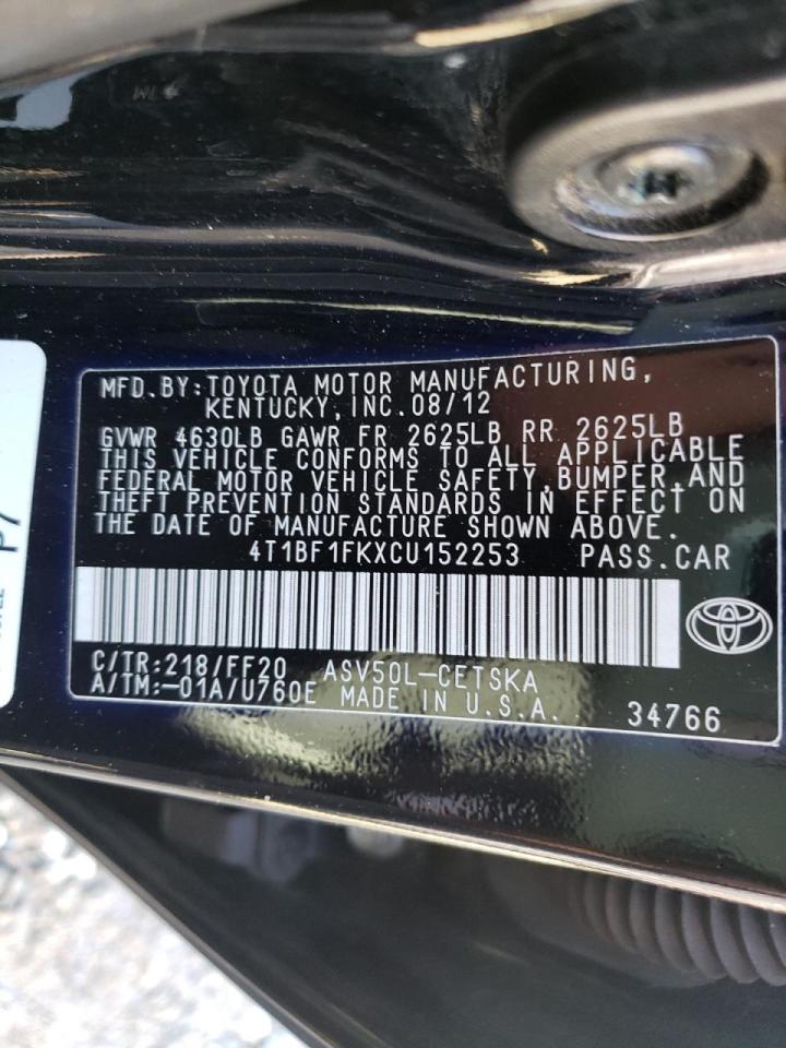 Photo 10 from auction – 2012 TOYOTA CAMRY BASE with VIN 4T1BF1FKXCU152253