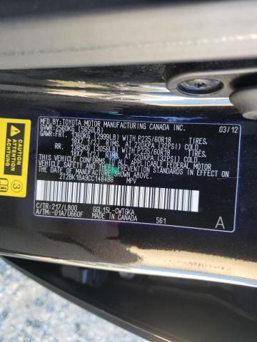 Photo 10 from auction – 2012 LEXUS RX 350 with VIN 2T2BK1BA9CC148488
