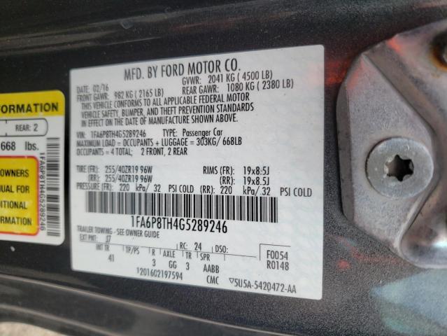 Photo 10 from auction – 2016 FORD MUSTANG with VIN 1FA6P8TH4G5289246