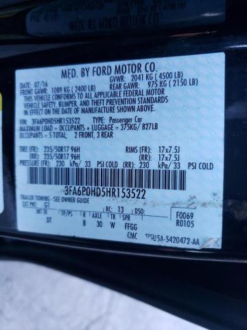 Photo 10 from auction – 2017 FORD FUSION SE with VIN 3FA6P0HD5HR153522