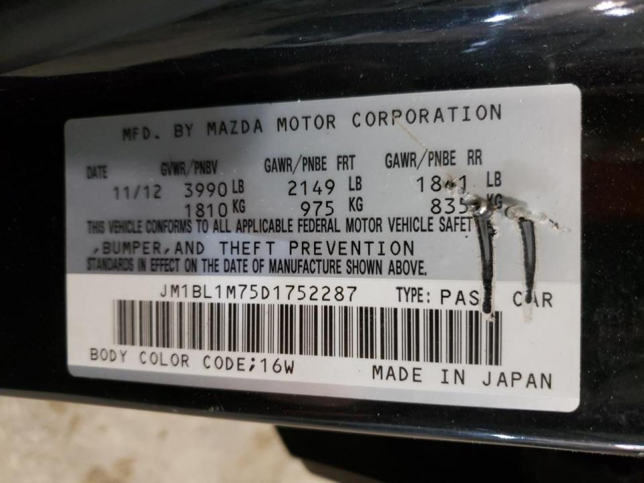 Photo 10 from auction – 2013 MAZDA 3 I with VIN JM1BL1M75D1752287