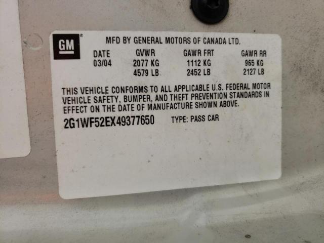 Photo 10 from auction – 2004 CHEVROLET IMPALA with VIN 2G1WF52EX49377650