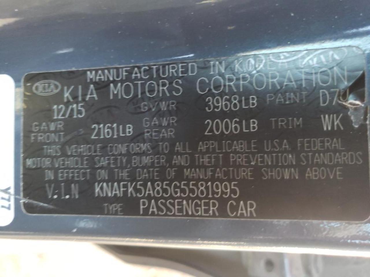 Photo 10 from auction – 2016 KIA FORTE LX with VIN KNAFK5A85G5581995