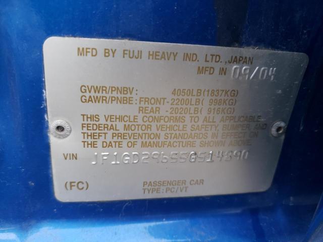 Photo 10 from auction – 2005 SUBARU IMPREZA WR with VIN JF1GD29655G514890
