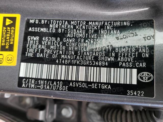 Photo 10 from auction – 2016 TOYOTA CAMRY LE with VIN 4T4BF1FK3GR534894
