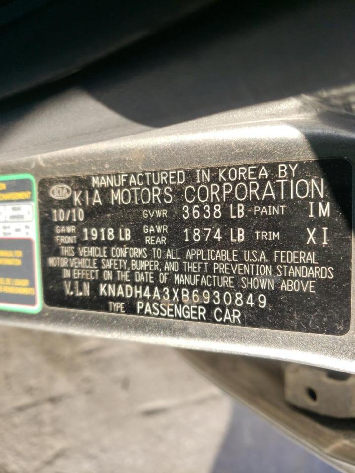 Photo 10 from auction – 2011 KIA RIO BASE with VIN KNADH4A3XB6930849