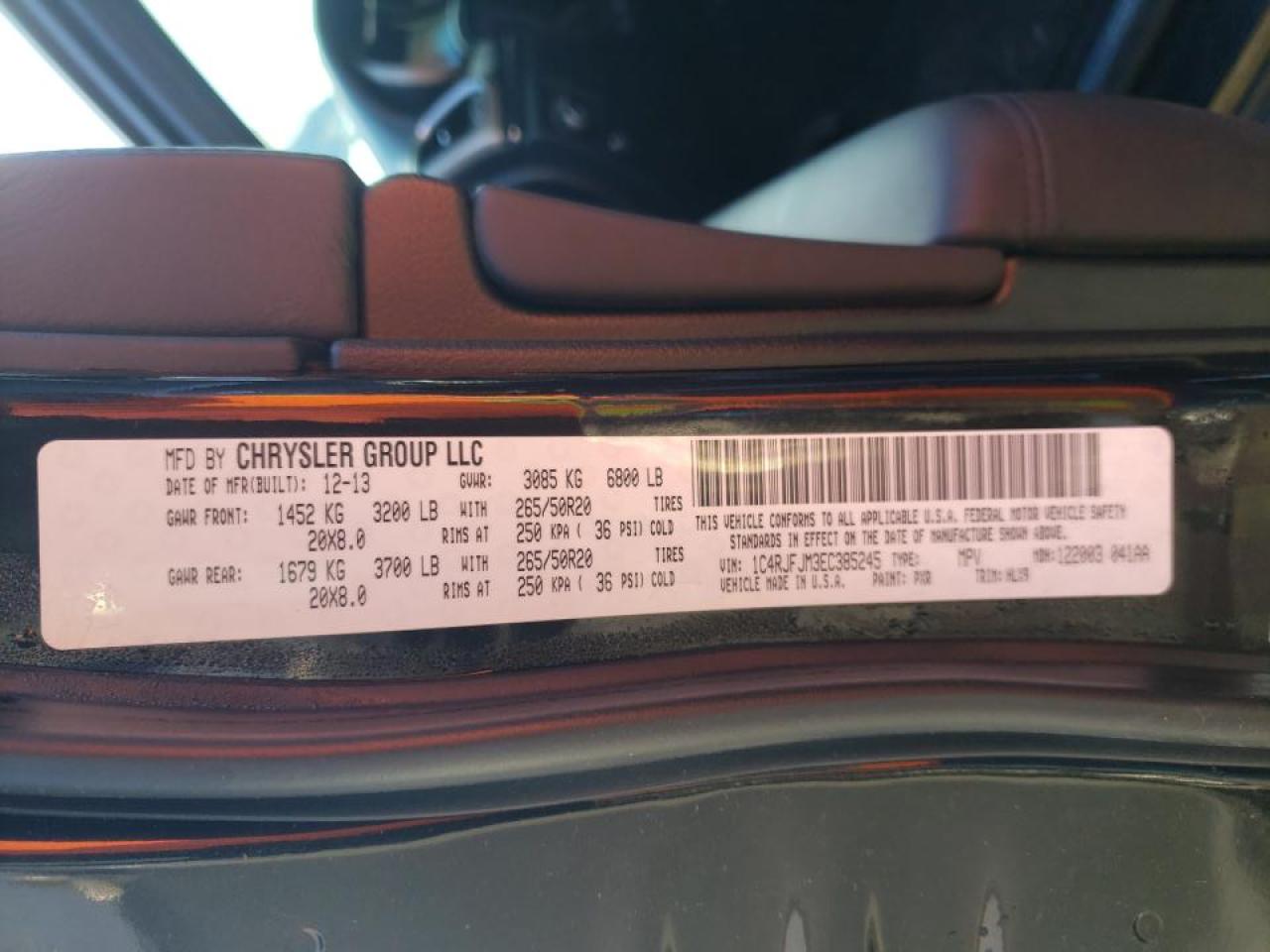 Photo 10 from auction – 2014 JEEP GRAND CHER with VIN 1C4RJFJM3EC385245
