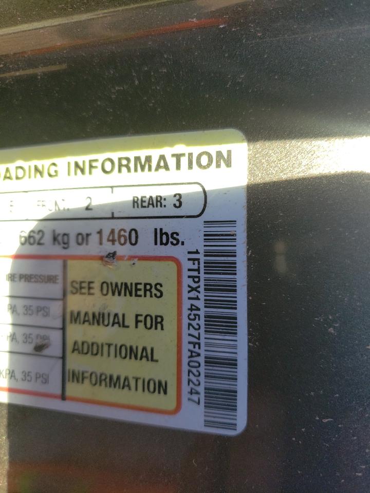 Photo 10 from auction – 2007 FORD F150 with VIN 1FTPX14527FA02247