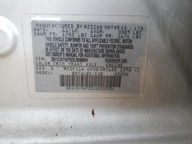 Photo 10 from auction – 2013 NISSAN VERSA S with VIN 3N1CN7AP5DL850091