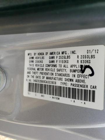 Photo 10 from auction – 2012 HONDA ACCORD EXL with VIN 1HGCS2B89CA003808