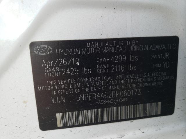 Photo 10 from auction – 2011 HYUNDAI SONATA GLS with VIN 5NPEB4AC2BH060173