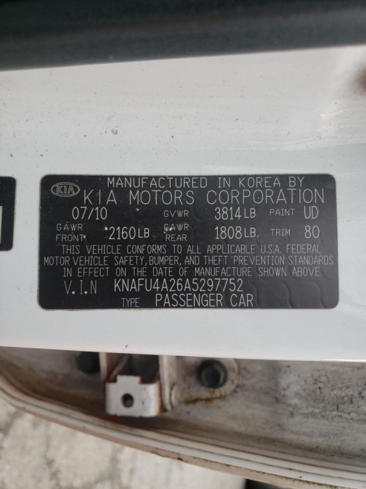 Photo 10 from auction – 2010 KIA FORTE EX with VIN KNAFU4A26A5297752
