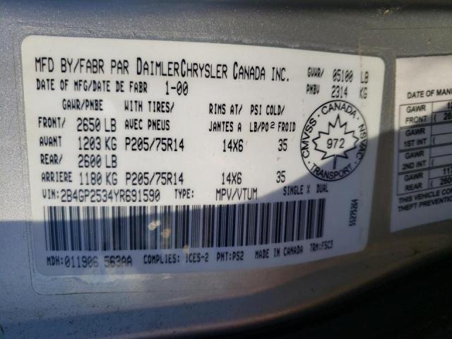 Photo 10 from auction – 2000 DODGE CARAVAN with VIN 2B4GP2534YR691590