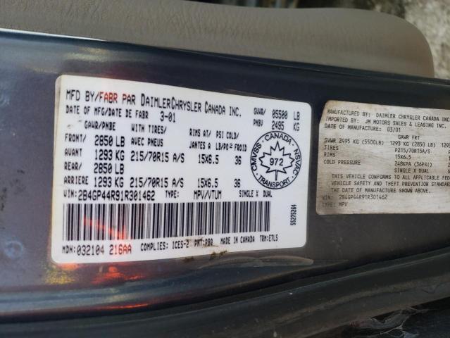 Photo 10 from auction – 2001 DODGE GRAND CARA with VIN 2B4GP44R91R301462