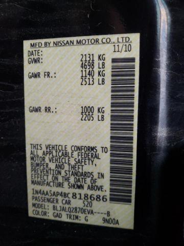 Photo 10 from auction – 2011 NISSAN MAXIMA S with VIN 1N4AA5AP4BC818686