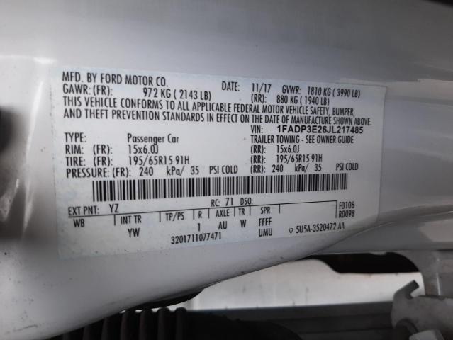 Photo 10 from auction – 2018 FORD FOCUS S with VIN 1FADP3E26JL217485