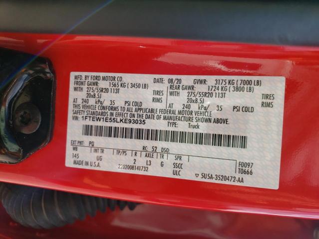 Photo 10 from auction – 2020 FORD F150 SUPER with VIN 1FTEW1E55LKE93035
