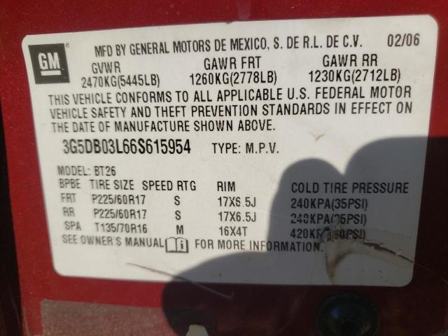 Photo 10 from auction – 2006 BUICK RENDEZVOUS with VIN 3G5DB03L66S615954