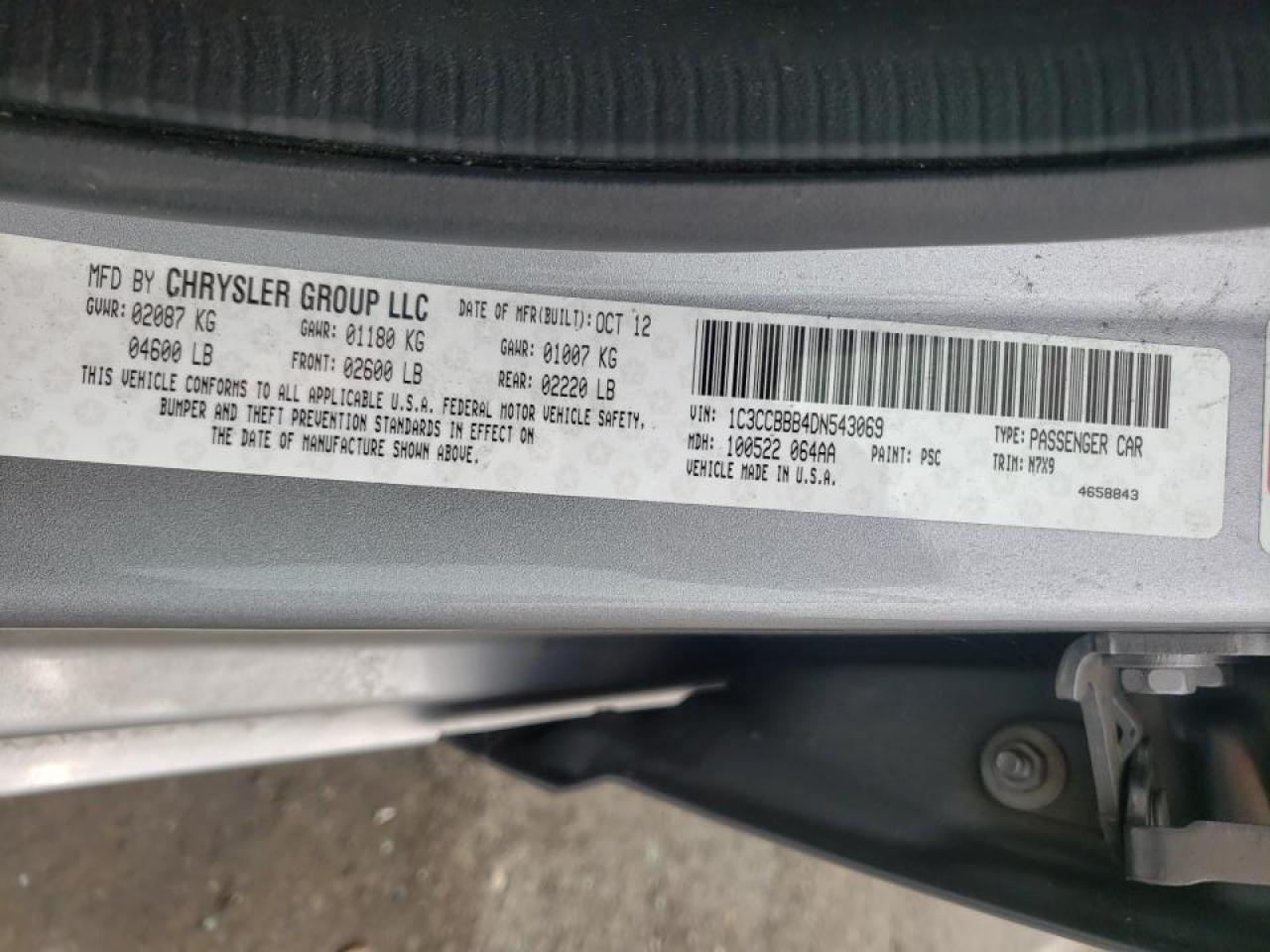 Photo 10 from auction – 2013 CHRYSLER 200 with VIN 1C3CCBBB4DN543069