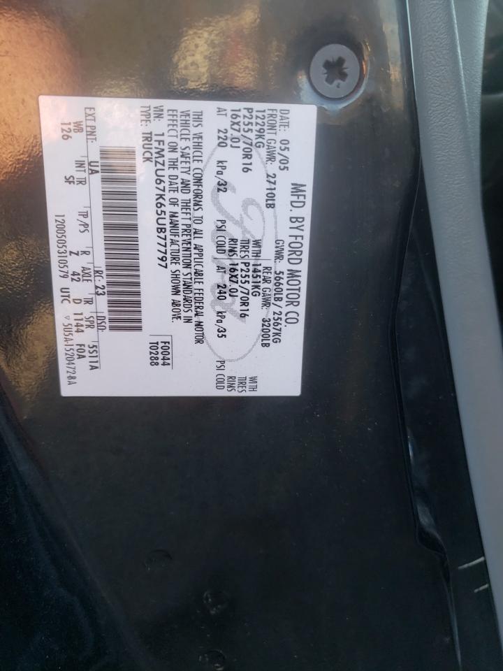 Photo 10 from auction – 2005 FORD EXPLORER S with VIN 1FMZU67K65UB77797