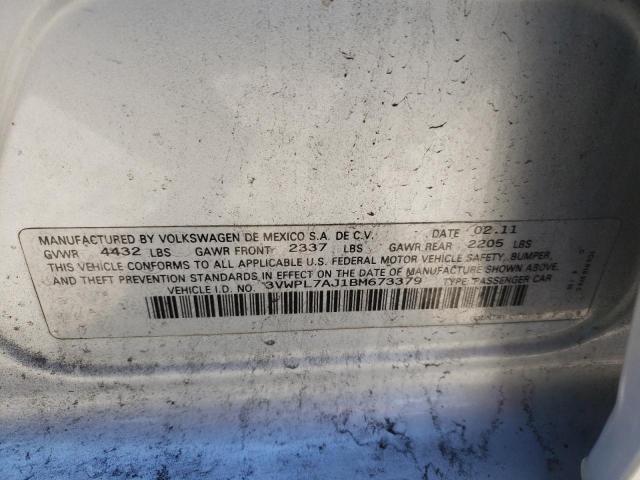 VOLKSWAGEN JETTA TDI 2011 with VIN 3VWPL7AJ1BM673379 - Photo from auction