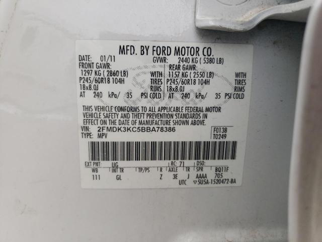 Photo 10 from auction – 2011 FORD EDGE LIMIT with VIN 2FMDK3KC5BBA78386