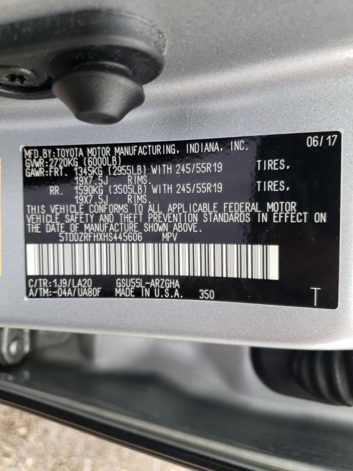 Photo 10 from auction – 2017 TOYOTA HIGHLANDER with VIN 5TDDZRFHXHS445606