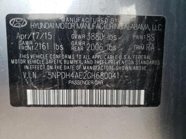 Photo 10 from auction – 2016 HYUNDAI ELANTRA SE with VIN 5NPDH4AE2GH680041
