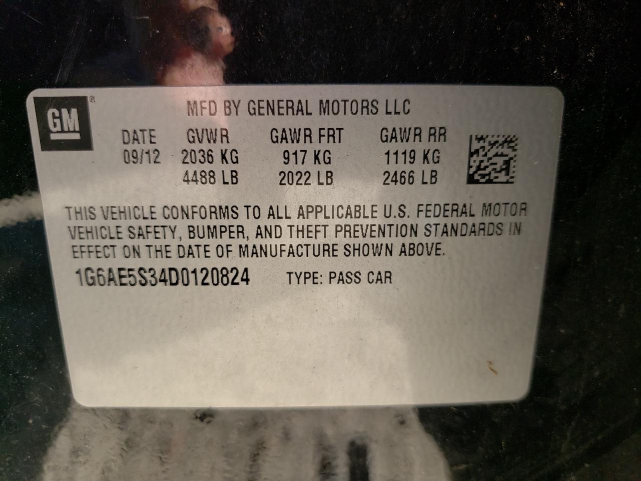Photo 10 from auction – 2013 CADILLAC ATS PREMIU with VIN 1G6AE5S34D0120824