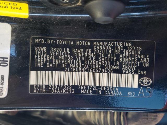 Photo 10 from auction – 2016 TOYOTA COROLLA L with VIN 2T1BURHE1GC579436