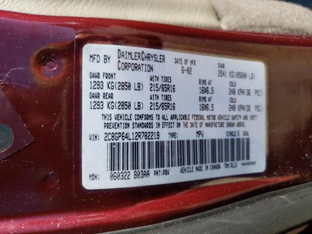 Photo 10 from auction – 2002 CHRYSLER TOWN & COU with VIN 2C8GP64L12R782219