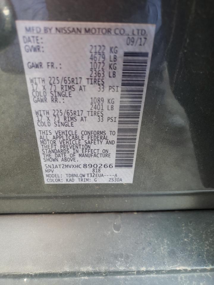 Photo 10 from auction – 2017 NISSAN ROGUE SV with VIN 5N1AT2MVXHC890266
