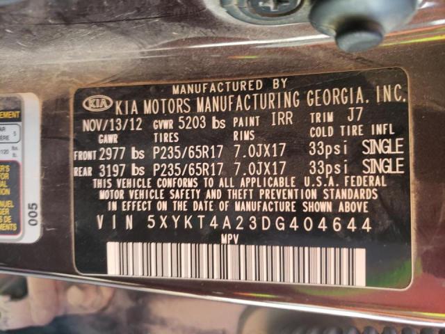 Photo 10 from auction – 2013 KIA SORENTO LX with VIN 5XYKT4A23DG404644