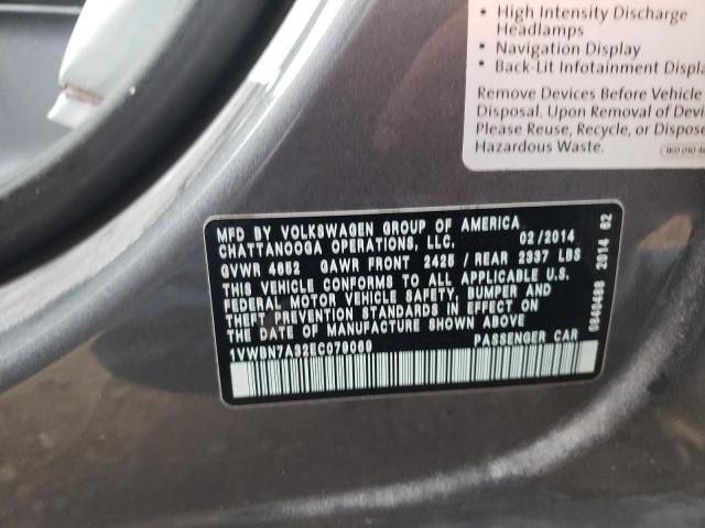 Photo 10 from auction – 2014 VOLKSWAGEN PASSAT with VIN 1VWBN7A32EC079069