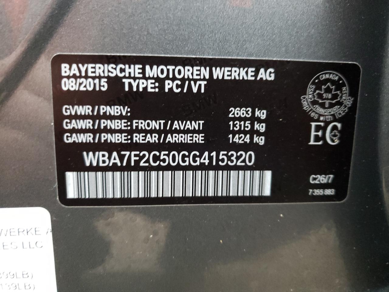 Photo 10 from auction – 2016 BMW 750 I XDRI with VIN WBA7F2C50GG415320
