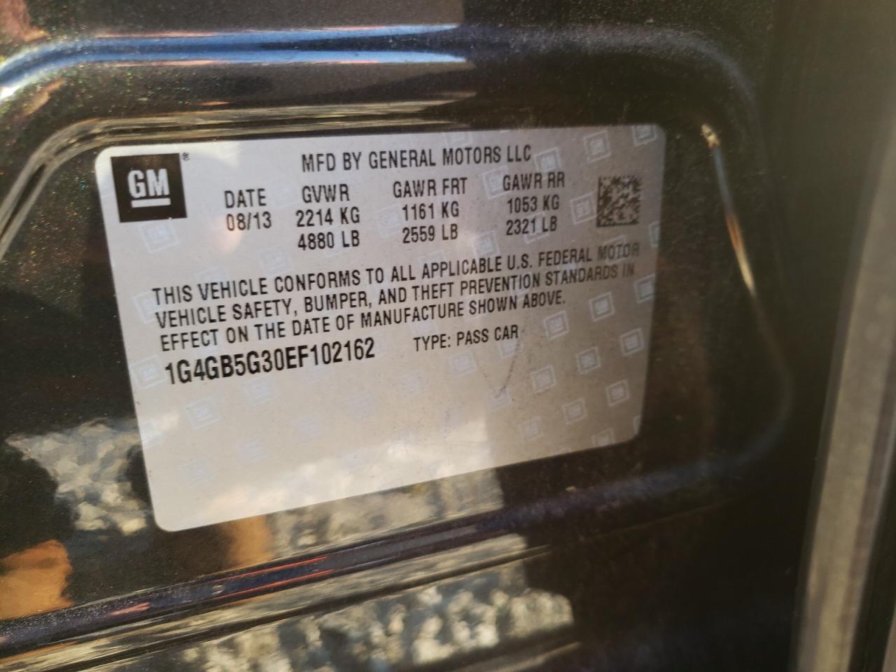 Photo 10 from auction – 2014 BUICK LACROSSE with VIN 1G4GB5G30EF102162