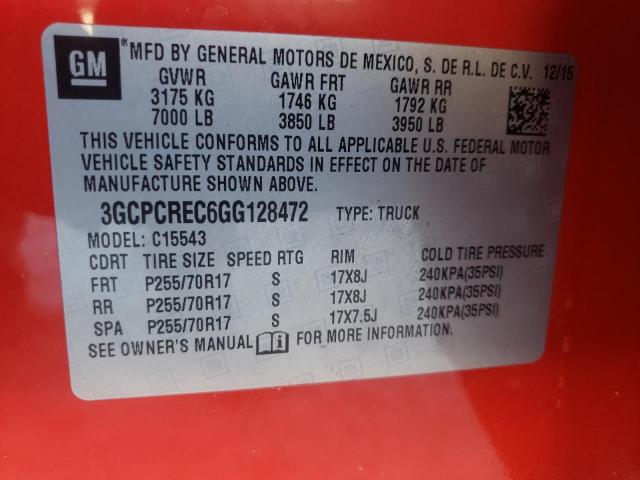 Photo 10 from auction – 2016 CHEVROLET SILVERADO with VIN 3GCPCREC6GG128472