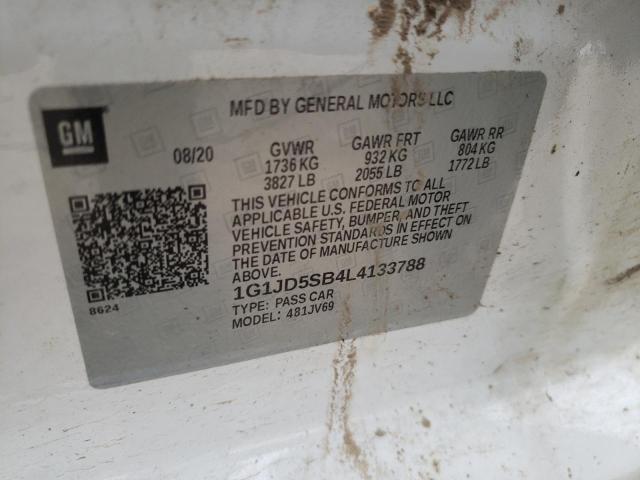 Photo 10 from auction – 2020 CHEVROLET SONIC LT with VIN 1G1JD5SB4L4133788