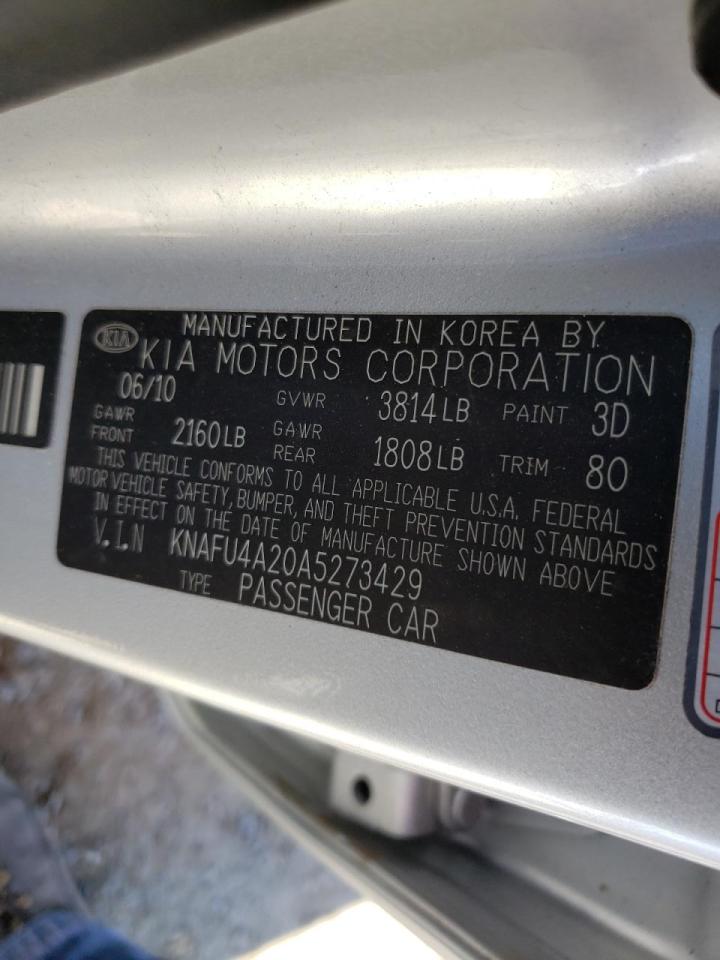 Photo 10 from auction – 2010 KIA FORTE EX with VIN KNAFU4A20A5273429