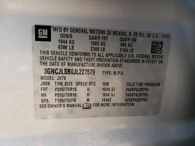 Photo 10 from auction – 2018 CHEVROLET TRAX 1LT with VIN 3GNCJLSB0JL227579