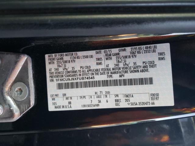 Photo 10 from auction – 2015 FORD ESCAPE TIT with VIN 1FMCU9J9XFUB74545